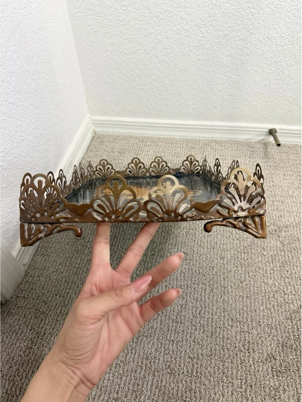 Vtg Style Cycles Gladiator Art Nouveau Bicycle Print Metal Vanity Tray